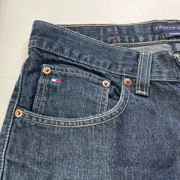 Tommy Hilfiger Jeans Mens 32 X 32 Freedom Fit Relaxed Straight Leg Dark Wash Y2K - Picture 7 of 10